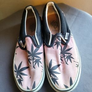 Pink weed vans shoes